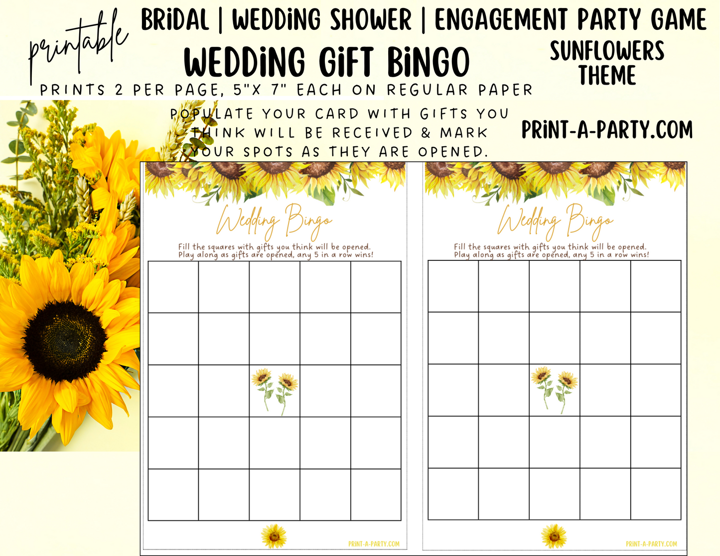 GAME BUNDLE: Bridal Wedding Shower Engagement Party Game Bundle | Sunflower Wedding | Sunflower Wedding Theme | Printable