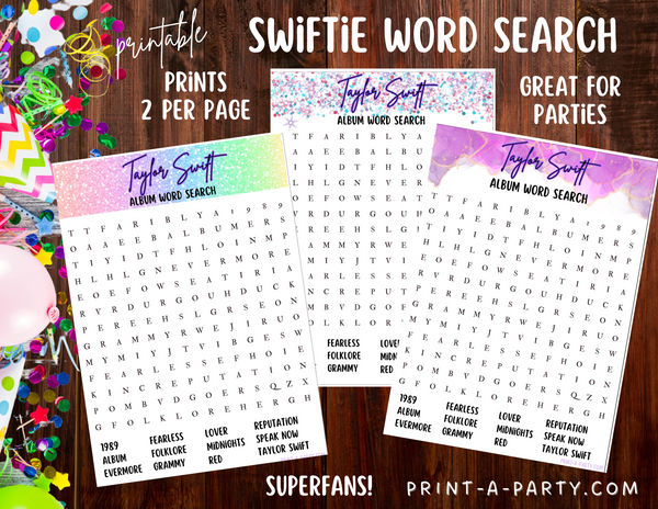Swiftie Party Game Word Search | Taylor Word Search | Eras Tour Party | Taylor Party Game | T Swift Party Games | Swiftie Games