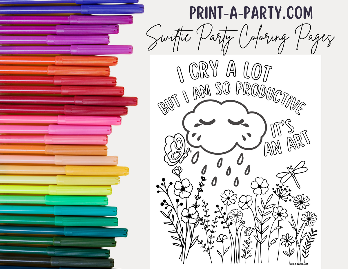 Swiftie Party Coloring Pages | Taylor Lyrics Coloring Pages | Eras Tou