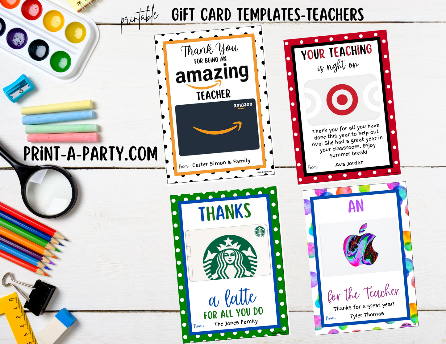 GIFT CARDS: Teacher or Staff Appreciation Gifts | Teacher Appreciation Week | End of Year Teacher Gifts | Teacher Gift Cards | Amazon | Apple | Target | Starbucks