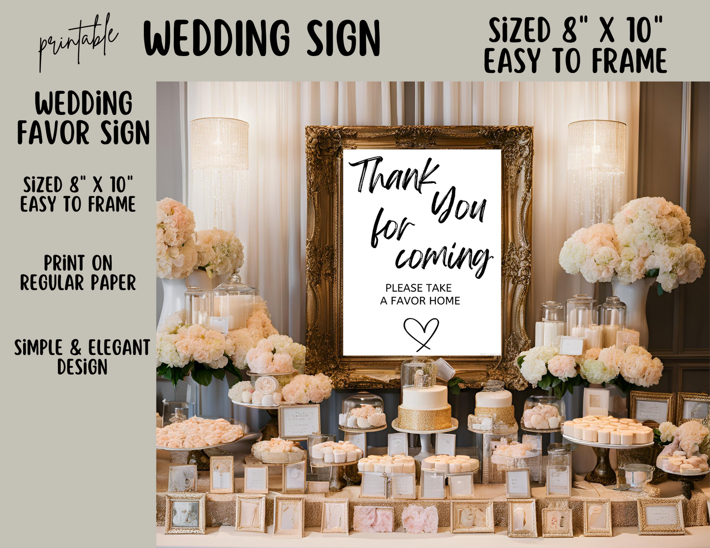 THANK YOU FOR COMING Sign | Please take a Favor Sign | Printable Wedding Sign | Wedding Sign | Wedding Favor Sign | Bridal Shower Favor Sign