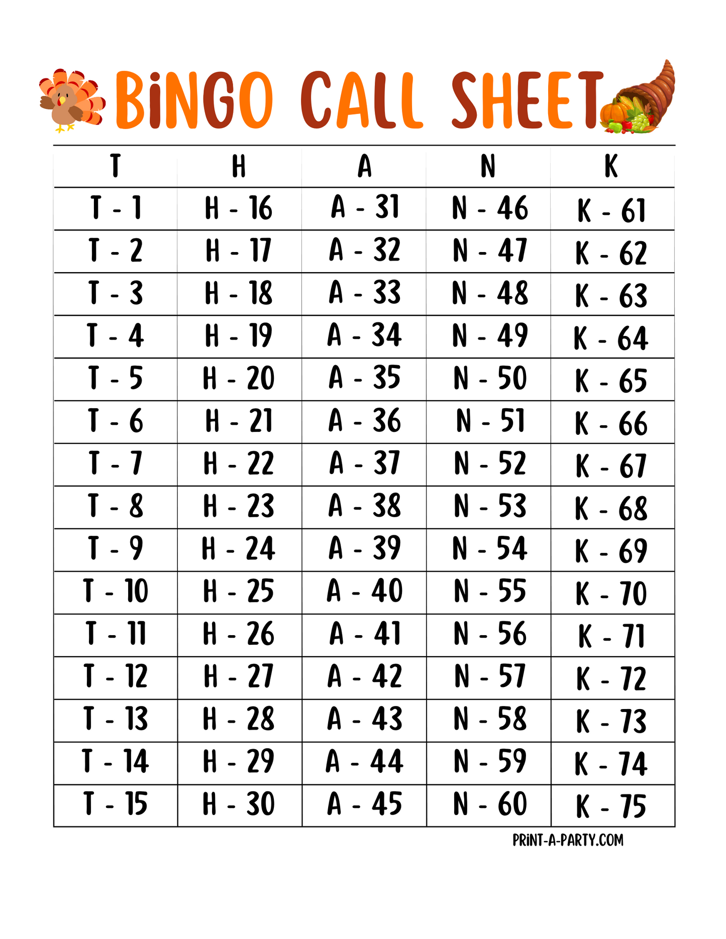 BINGO: Thanksgiving Printable Bingo Game – Fun Holiday Activity for Family & Classroom Parties