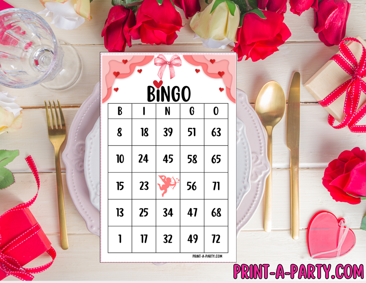 BINGO: Valentine Bingo | Valentine's Day Bingo | Classrooms | Parties | Birthday | 30, 40, or 50 cards - INSTANT DOWNLOAD