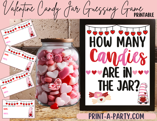 Candy Jar Guessing Game - VALENTINE'S DAY - Printable Valentine's Game for Parties, Classroom, Showers, Galentine's or the Office