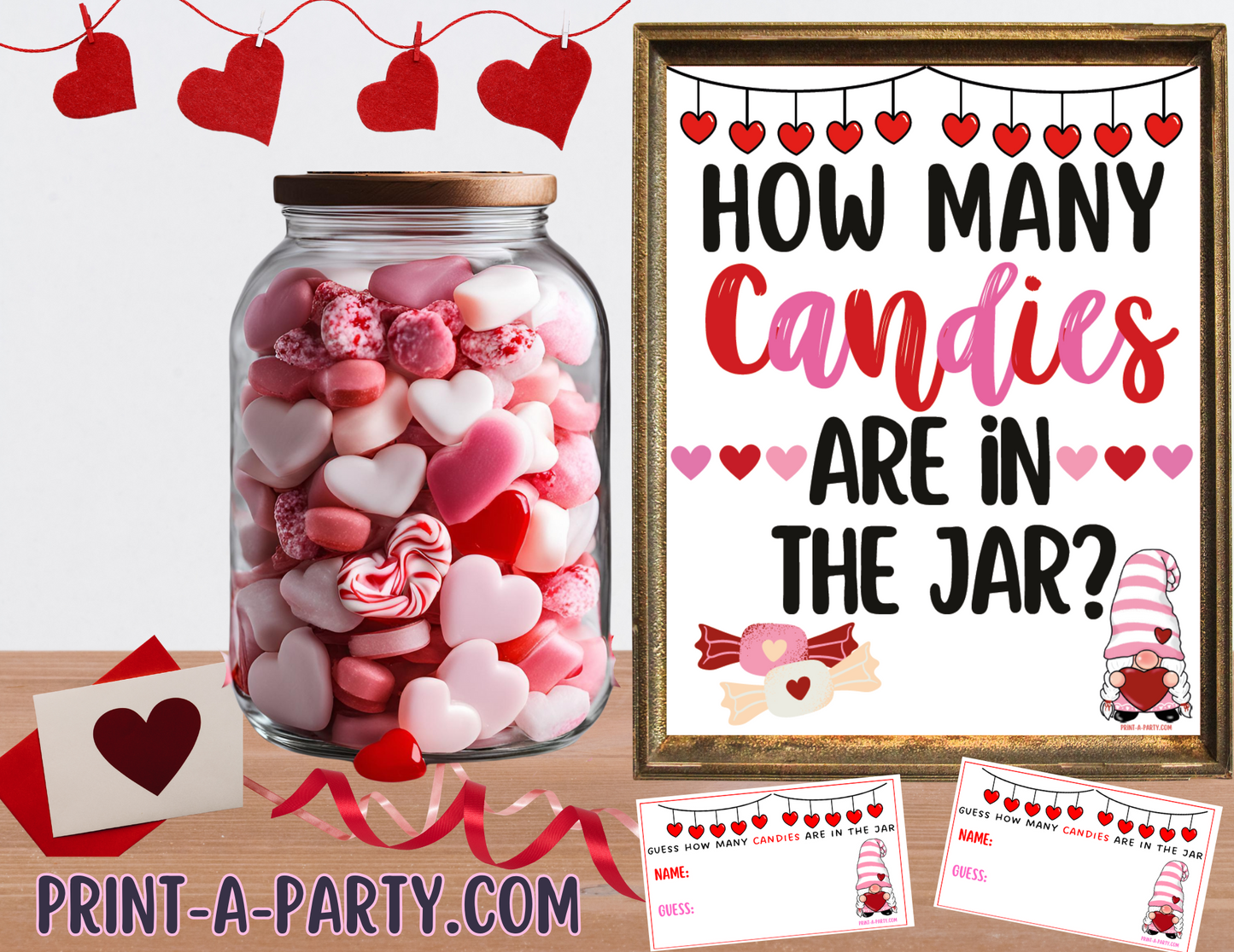 Candy Jar Guessing Game - VALENTINE'S DAY - Printable Valentine's Game for Parties, Classroom, Showers, Galentine's or the Office