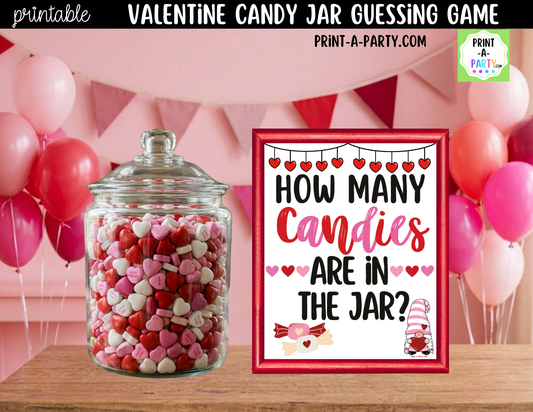 Valentine Candy Jar Guessing Game Printable Sign & Cards