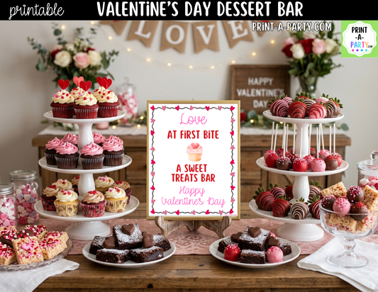 Valentine's Day Dessert Bar Sign & Tent Cards Printable