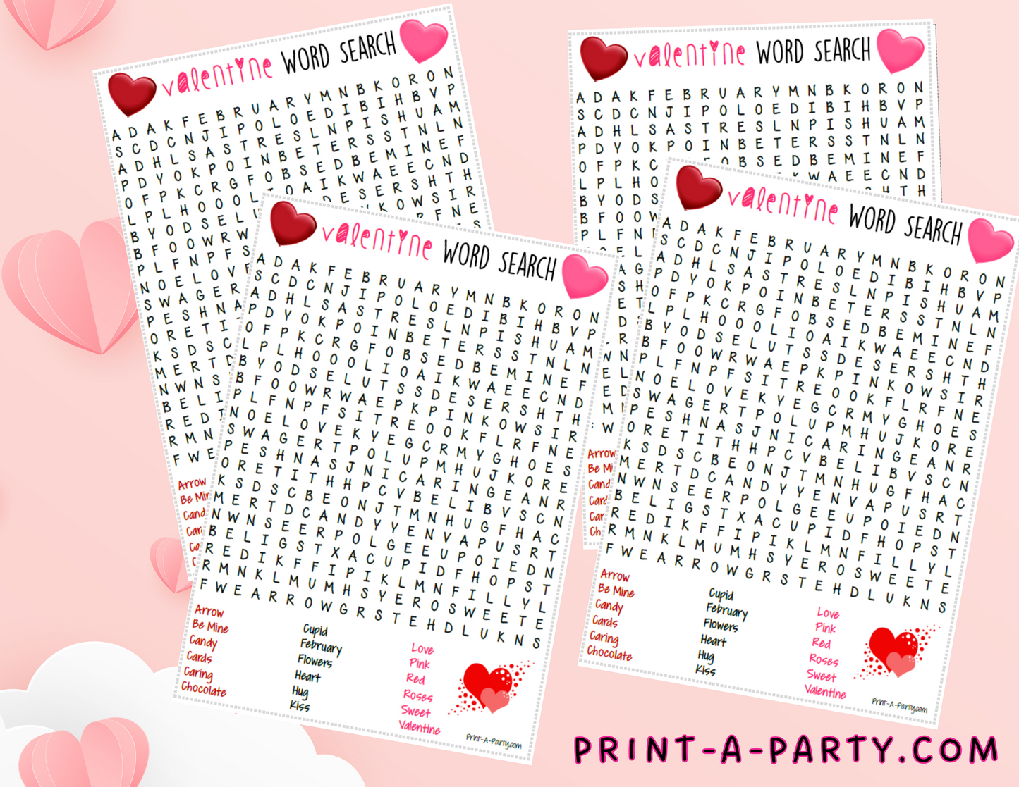 WORD SEARCH: Valentine's Day Word Search | Classroom Word Search | Party Word Search Printable - INSTANT DOWNLOAD