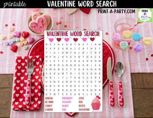 Valentine's Day Word Search Printable – Kids, Classroom & Party