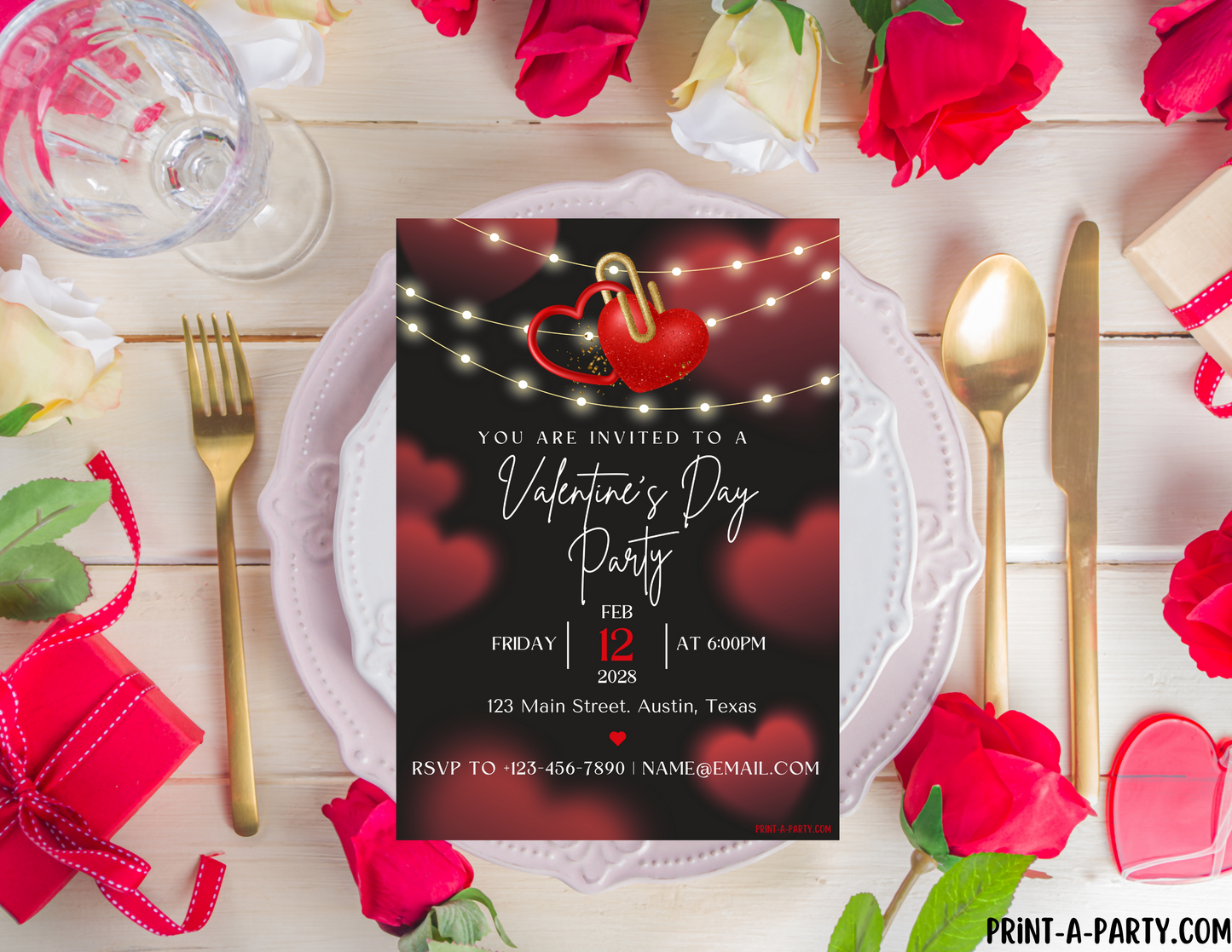 VALENTINE PARTY EDITABLE INVITATION: VALENTINE'S PARTY - EDITABLE PRINTABLE | Valentine's Day Party Invite | Valentine Party Customization