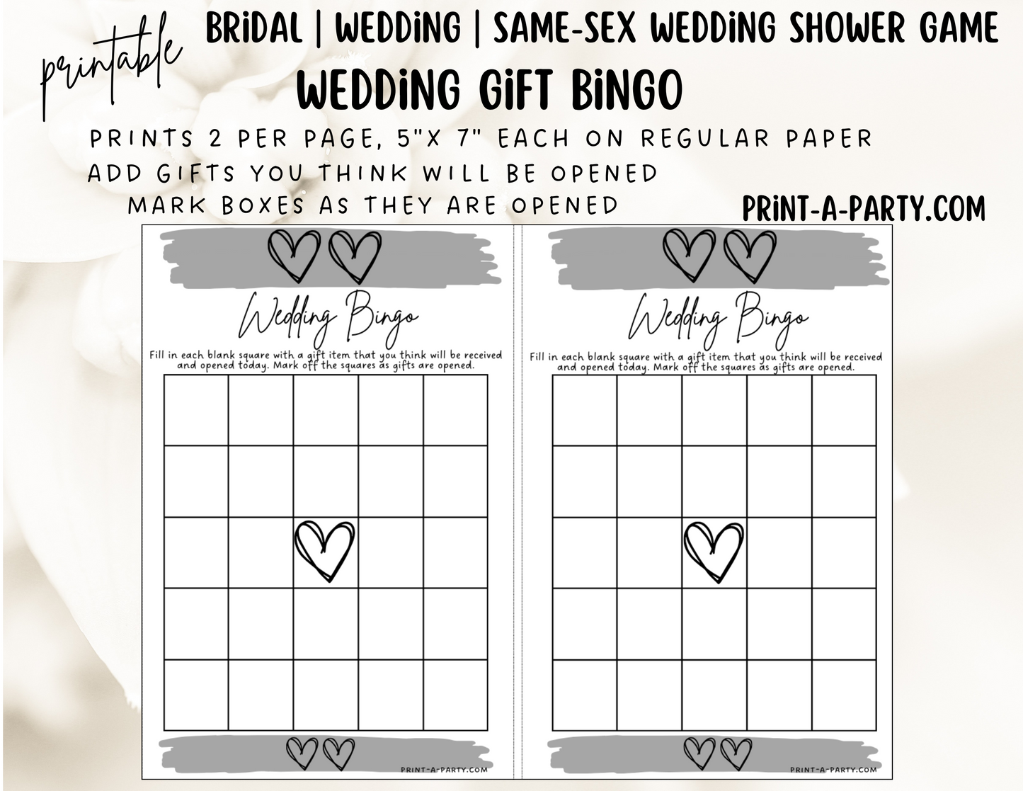 Same Sex Wedding Shower Game Bundle (4) LGBTQ+ | Same Sex Wedding Activities | Same Sex Weddings - Two Hearts Design