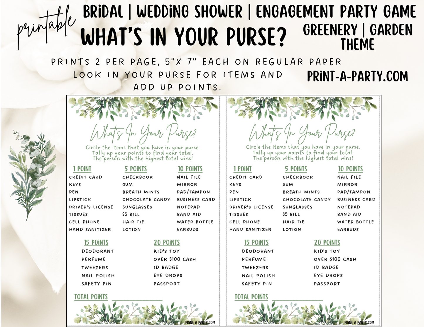 Bridal Shower: Printable GARDEN Bridal Shower Game Bundle - Instant PDF Download
