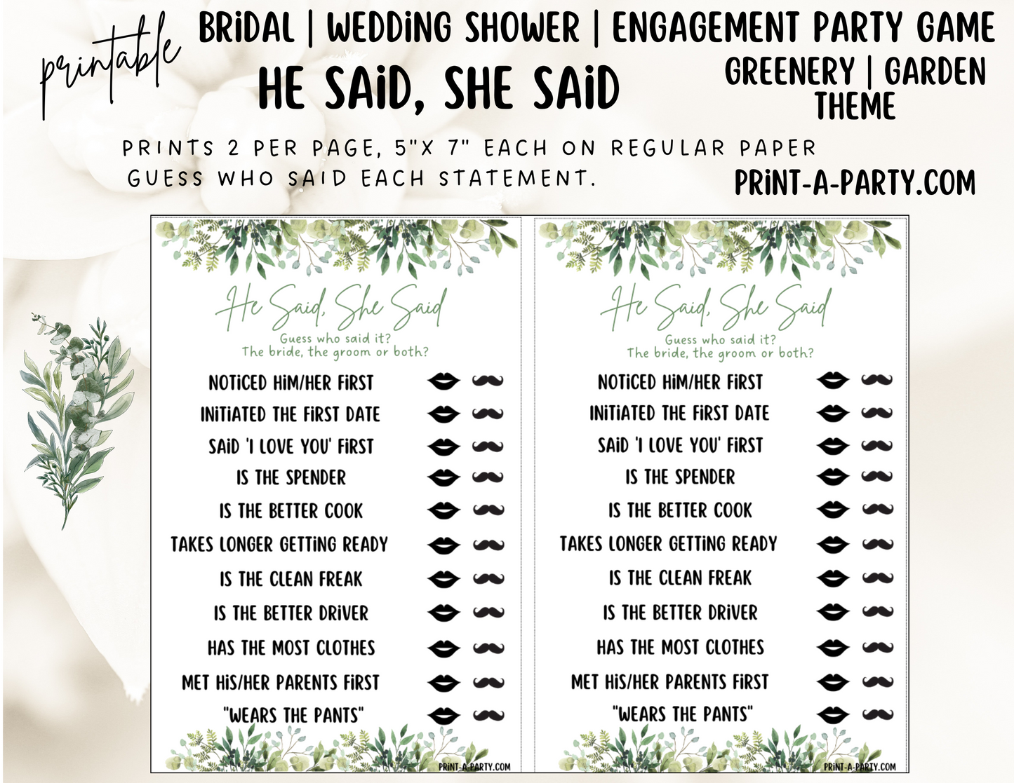 Bridal Shower: Printable GARDEN Bridal Shower Game Bundle - Instant PDF Download