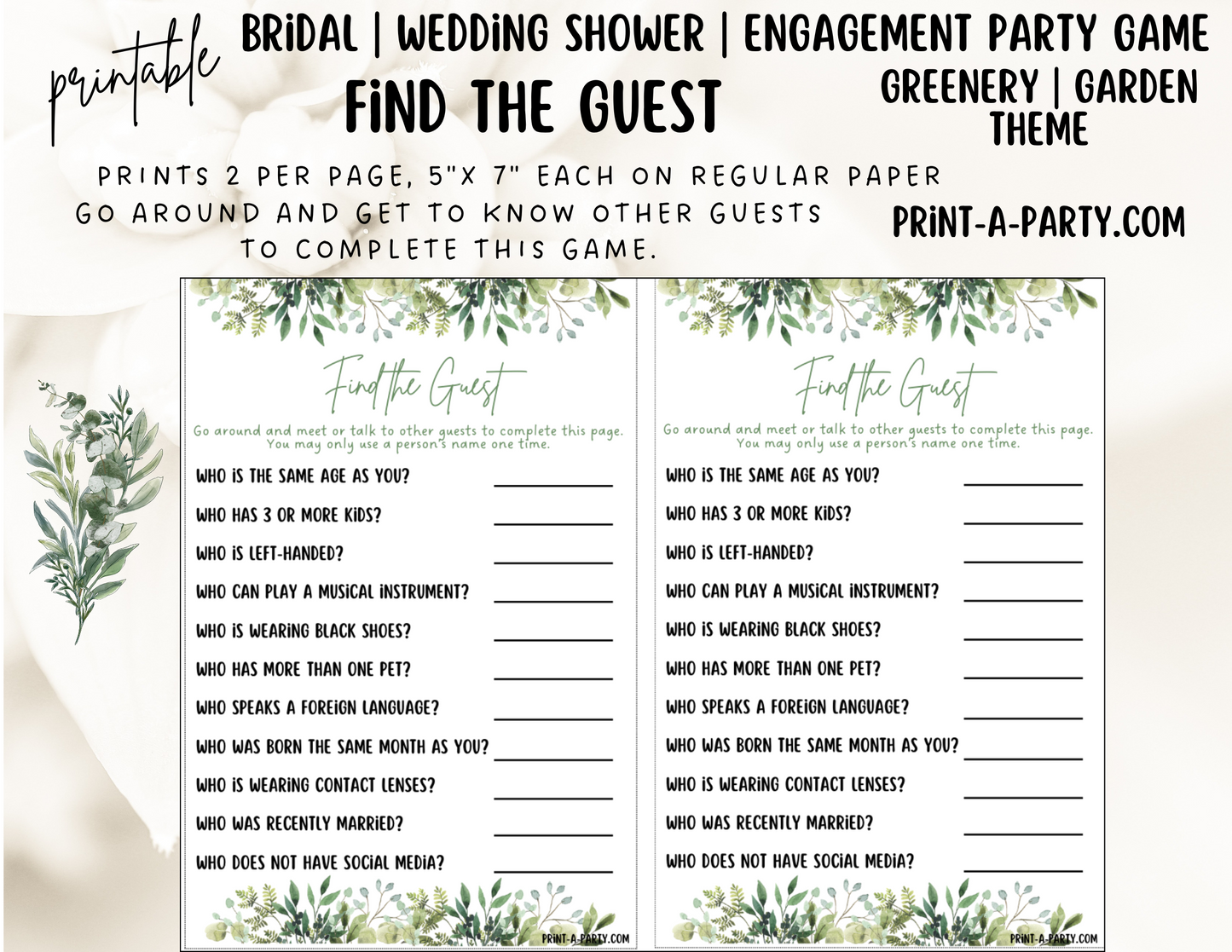 Bridal Shower: Printable GARDEN Bridal Shower Game Bundle - Instant PDF Download