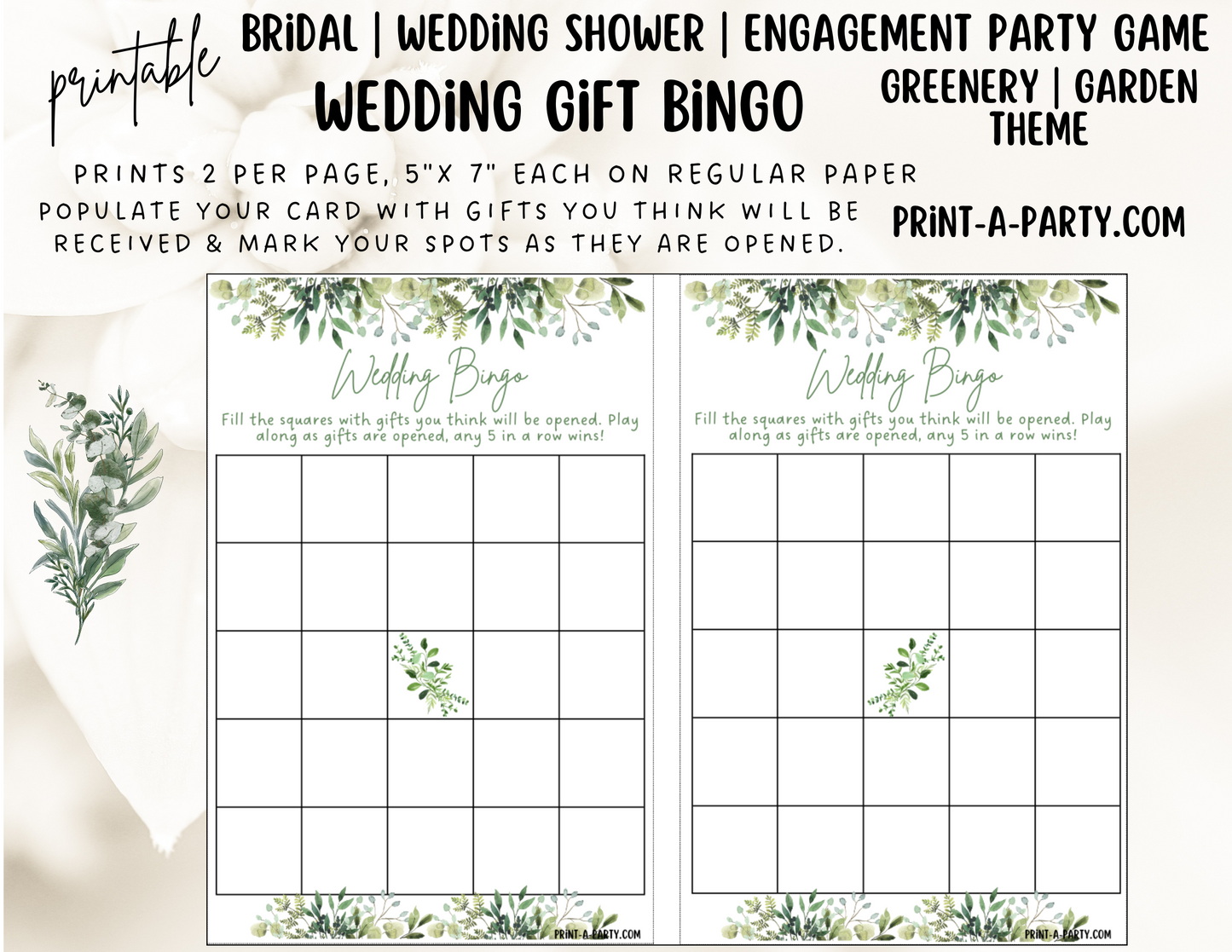Bridal Shower: Printable GARDEN Bridal Shower Game Bundle - Instant PDF Download