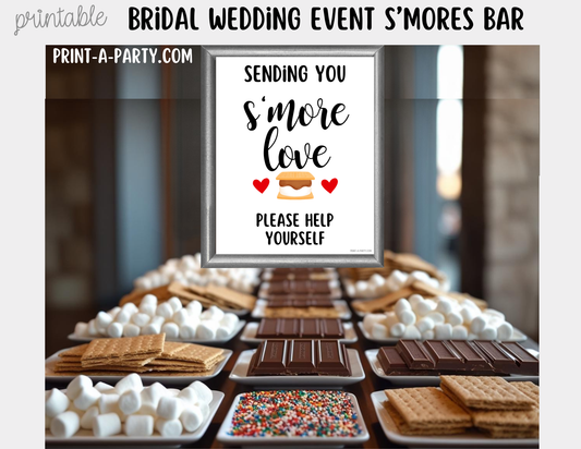 Wedding S'mores Bar Printable Sign & Tent Cards – Bridal Shower S'mores Station Decor, Instant Download