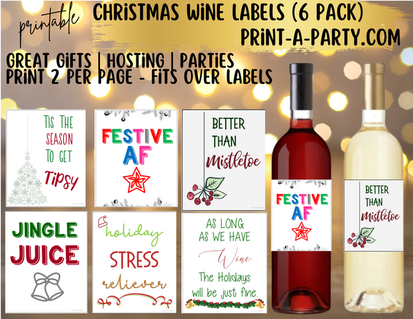 WINE LABELS: Christmas Sarcastic Holiday - Gifts, Wine Baskets - INSTANT DOWNLOAD