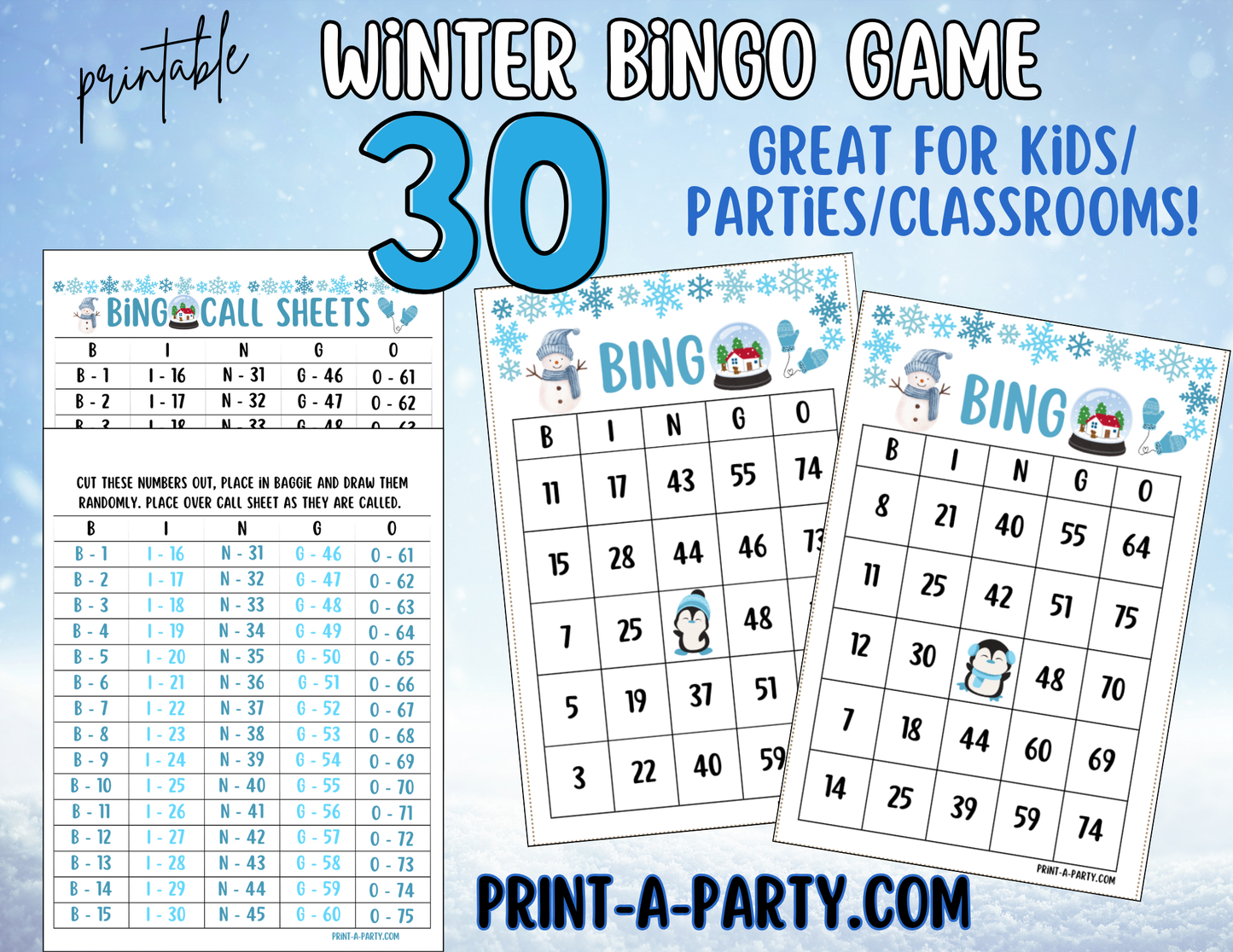 BINGO: Winter-themed Bingo Game Printable – Instant Download for Classrooms, Parties & Family Fun