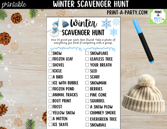 Winter Scavenger Hunt Printable Game for Kids