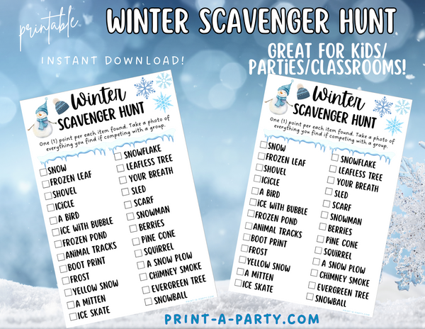 SCAVENGER HUNT GAME: Winter Time | Winter Parties | Kid Activites | Winter Games | Winter Fun | INSTANT DOWNLOAD