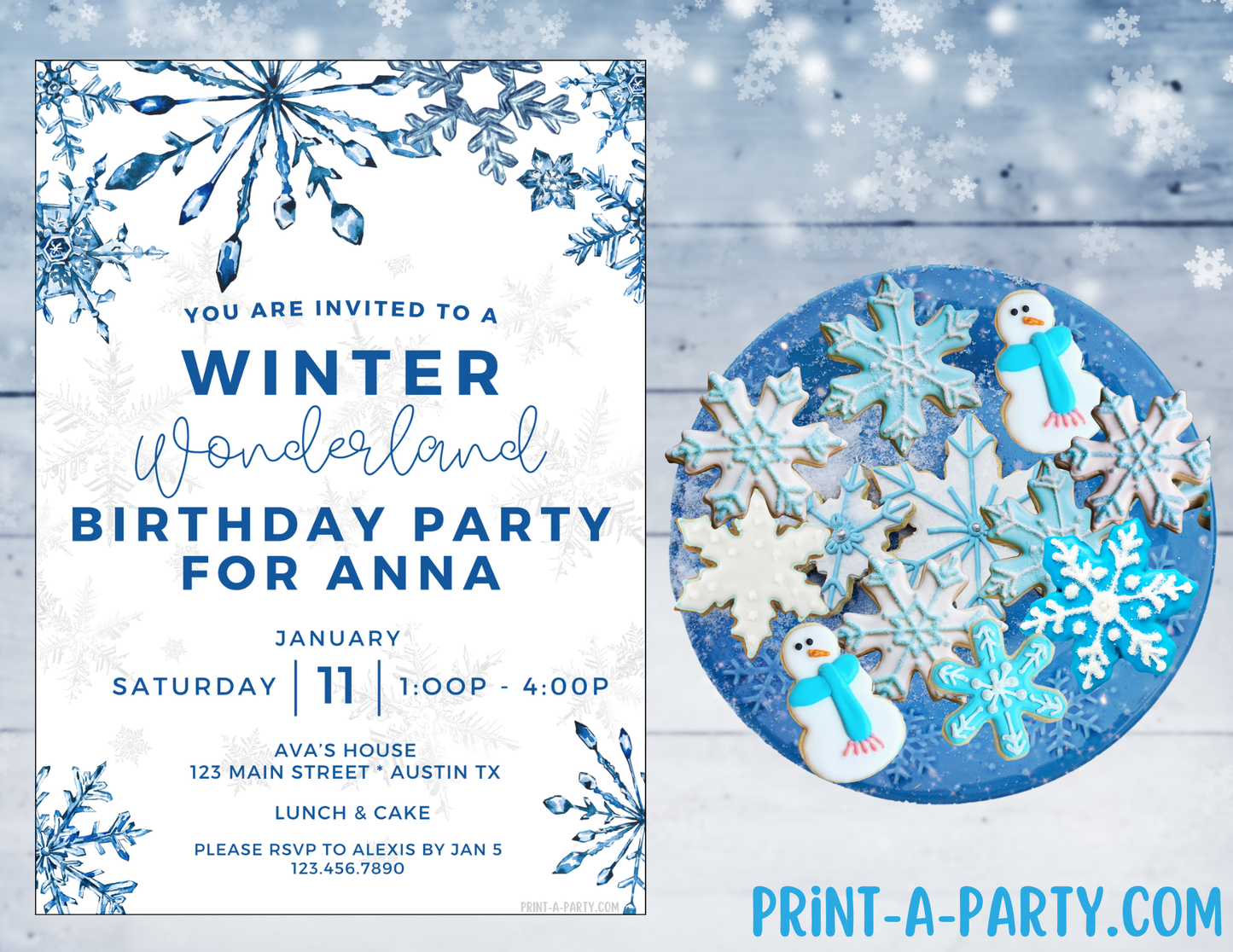 WINTER WONDERLAND PARTY INVITATION - Editable Holiday Invitation Template for Easy Sharing Posting or Printing