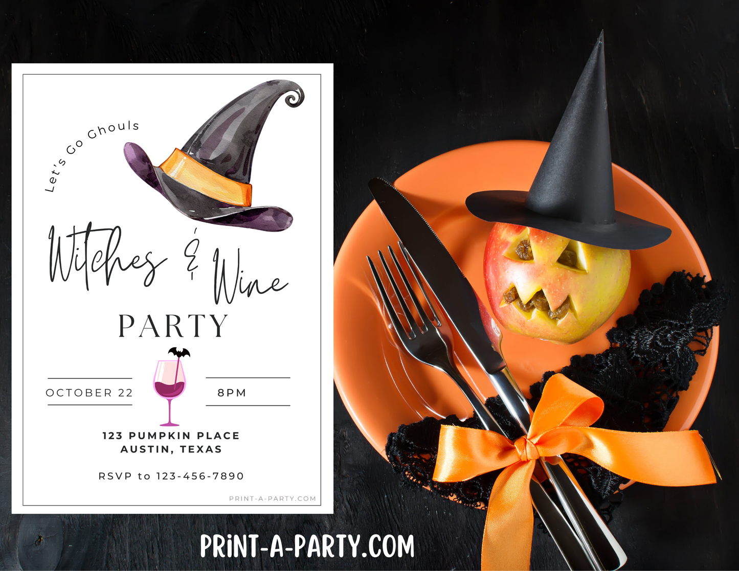 HALLOWEEN Editable Witches & Wine Halloween Invitation – Girls Night Out, Witch-themed Parties, October Wine Night