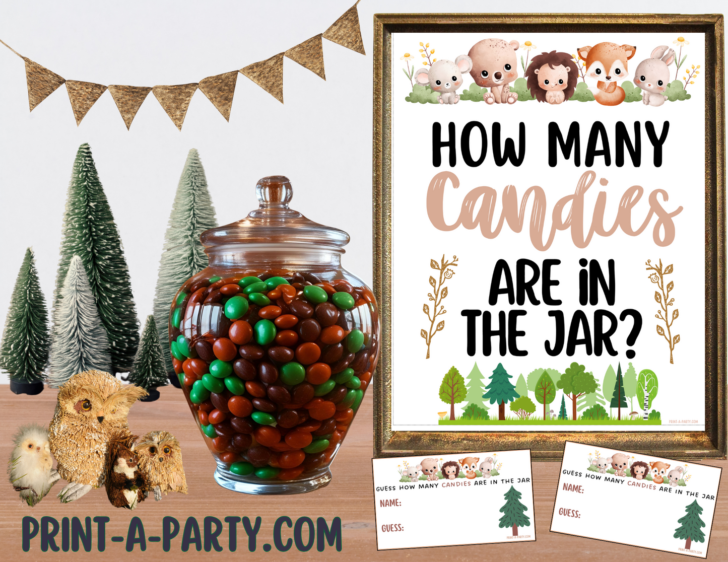 CANDY JAR GUESSING GAME | How many candies in jar | Woodland Theme | Woodland Baby Shower Game | Woodland Baby Shower Theme