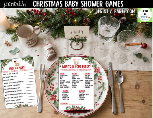 Christmas Baby Shower Games Printable - Holiday Baby Shower Activities | Instant Download