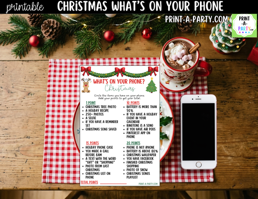 Christmas What's On Your Phone Game - Printable Holiday Party Game