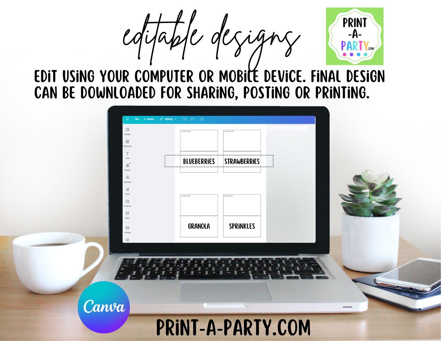 EDITABLE YOGURT BAR | YOGURT STATION Setup - WHITE | Yogurt Bar Sign | Food Station For Party | Party Food Bar | DIY Yogurt Bar