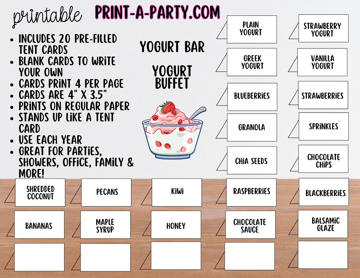 YOGURT BAR | YOGURT STATION Setup - WHITE | Yogurt Bar Sign | Food Station For Party | Party Food Bar | DIY Yogurt Bar