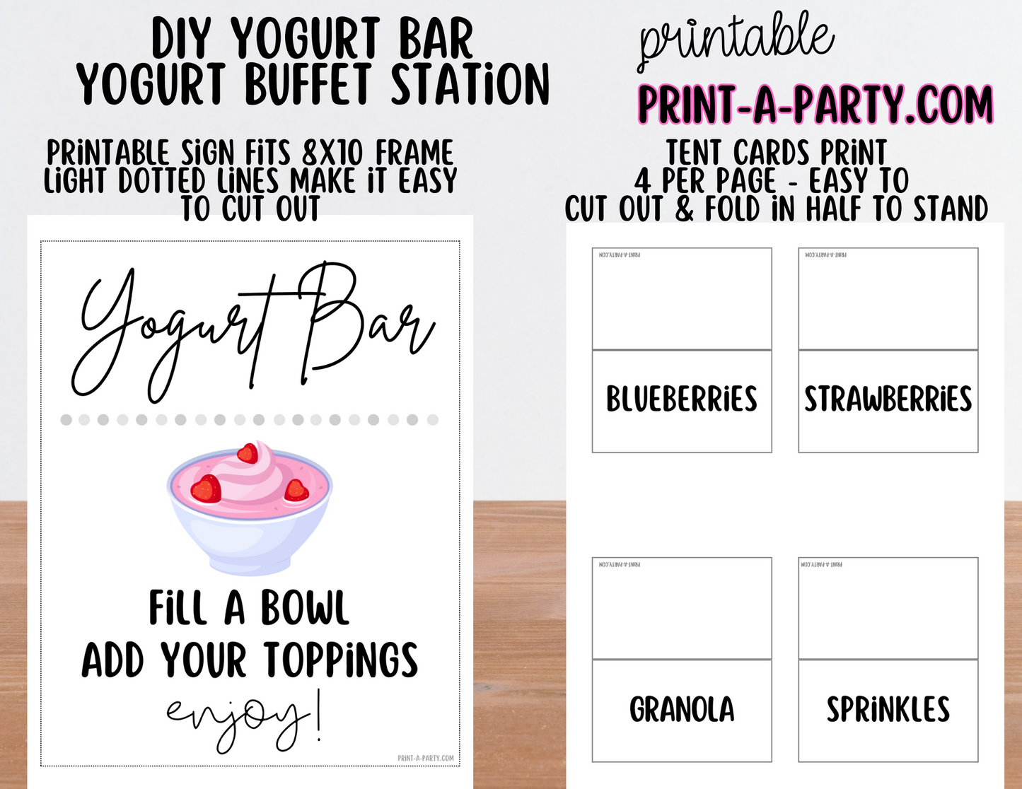 YOGURT BAR | YOGURT STATION Setup - WHITE | Yogurt Bar Sign | Food Station For Party | Party Food Bar | DIY Yogurt Bar