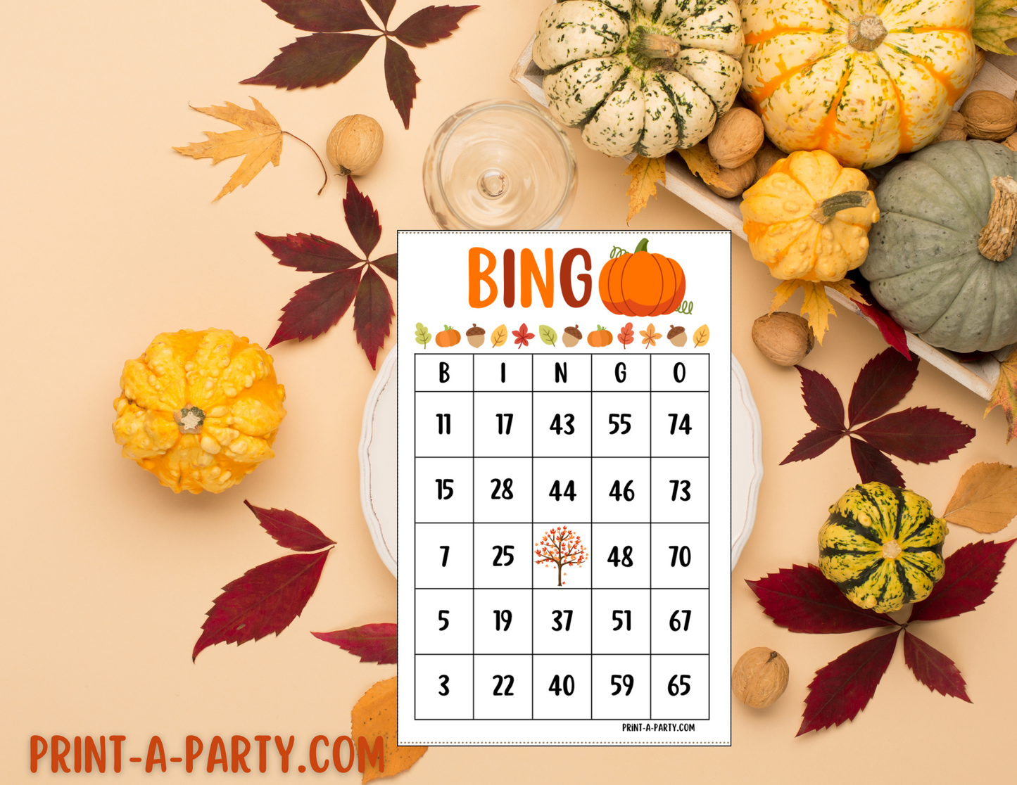 BINGO: Fall Bingo Game Printable – Pumpkin Autumn-Themed Activity for Classrooms, Parties & Family Fun