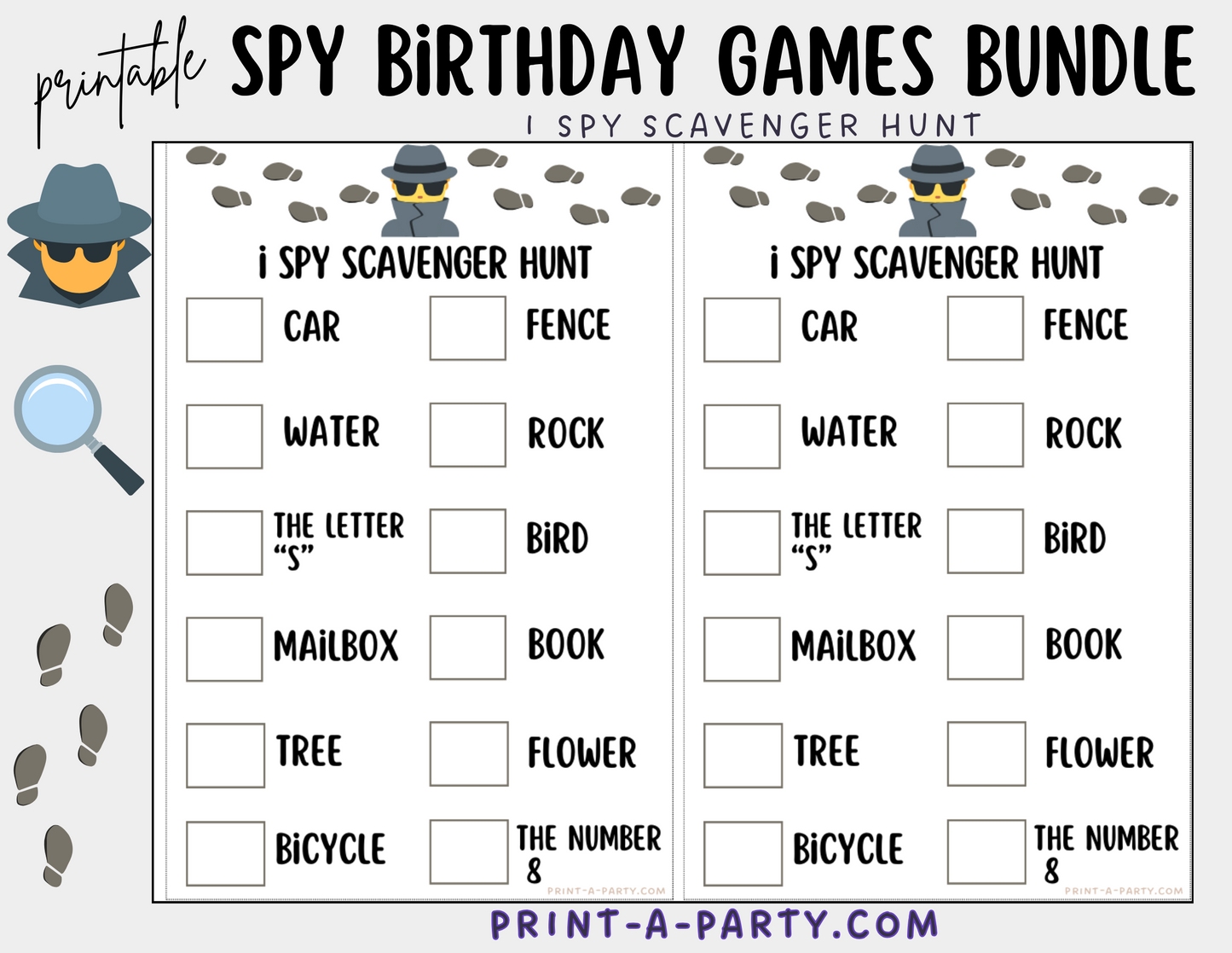 GAMES: SPY DETECTVE THEME | Birthday Party Games | Spy Party | Spy Party Ideas | INSTANT DOWNLOAD