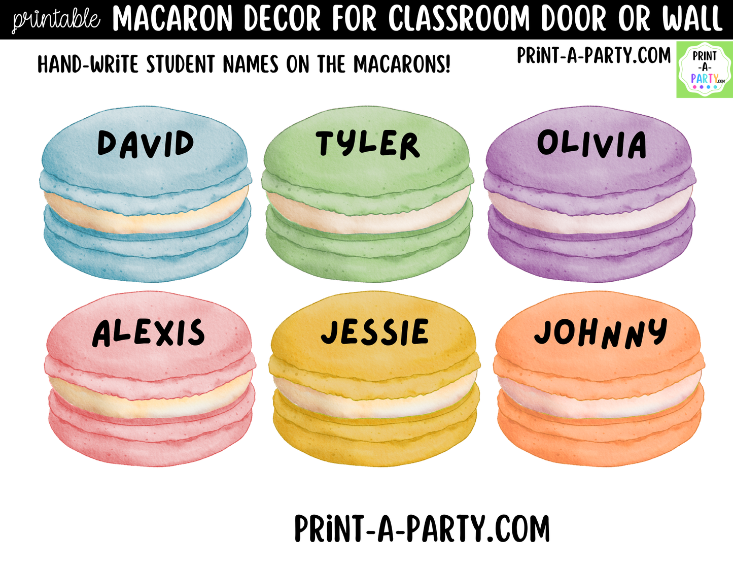 Macaron-themed Printable Classroom Decor Kit for Doors, Boards, Hallways - Life Is Sweet In Our Classroom