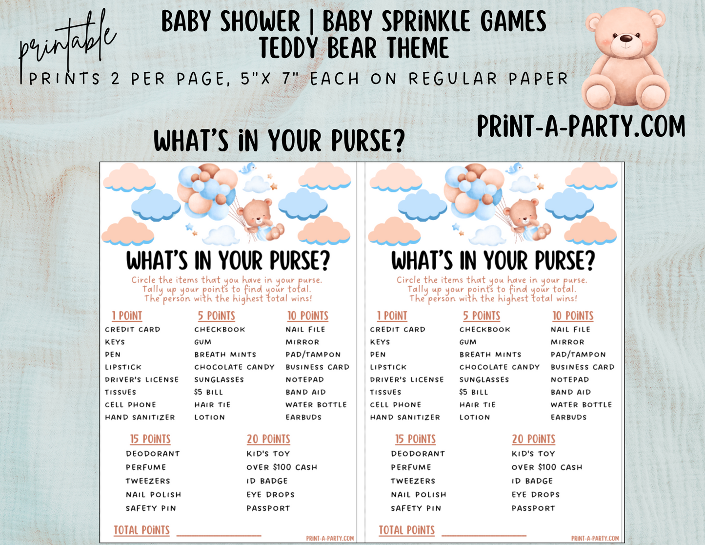 GAMES for Baby Shower | Teddy Bear Blue Shower Theme | Teddy Bear Baby Shower Games | Teddy Bears Baby Shower Theme