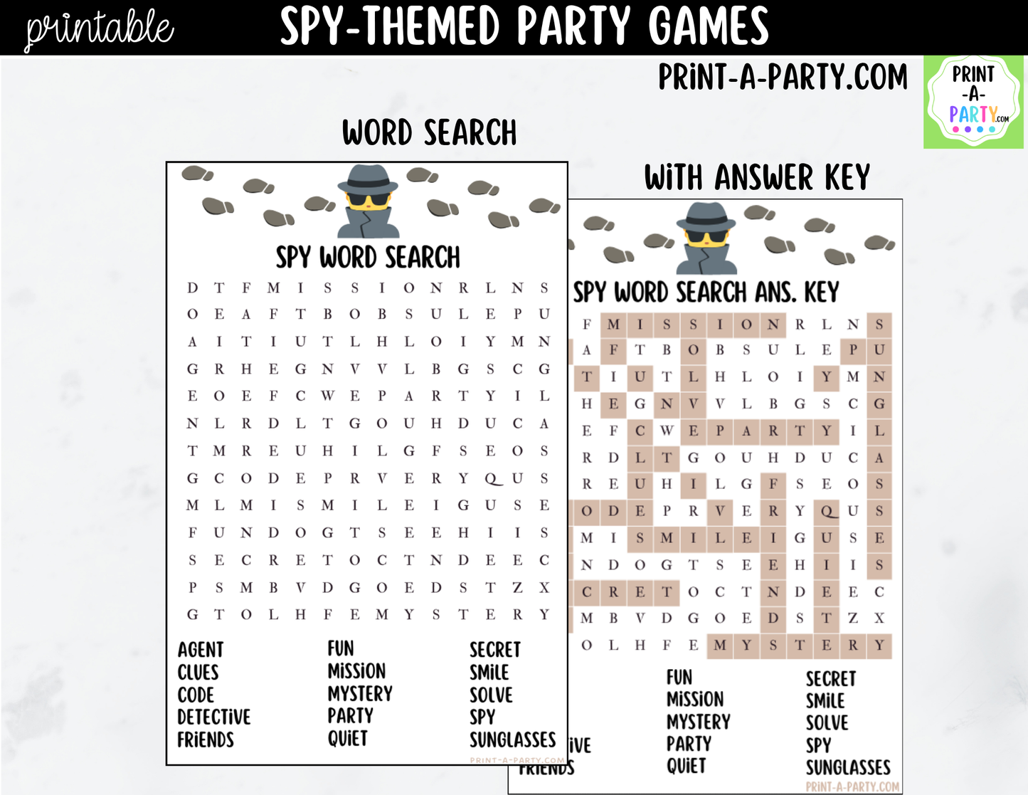 Spy Birthday Party Game Bundle | Detective Party Games | Printable Kids Party Activities
