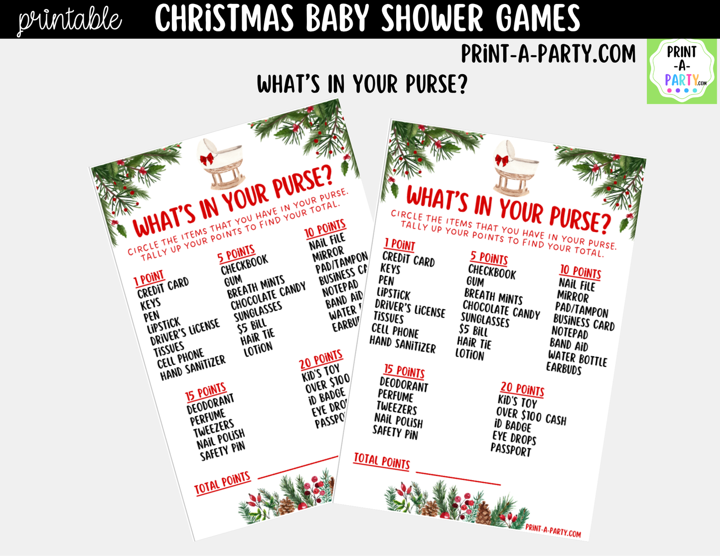 Christmas Baby Shower Games Printable - Holiday Baby Shower Activities | Instant Download