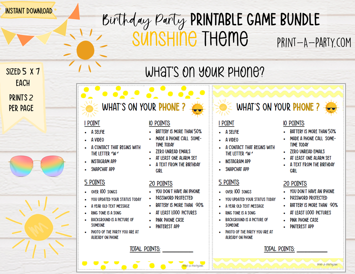 GAMES: SUNSHINE THEME | Birthday Party Games | Sunshine Party | Sunshine Party Ideas | INSTANT DOWNLOAD
