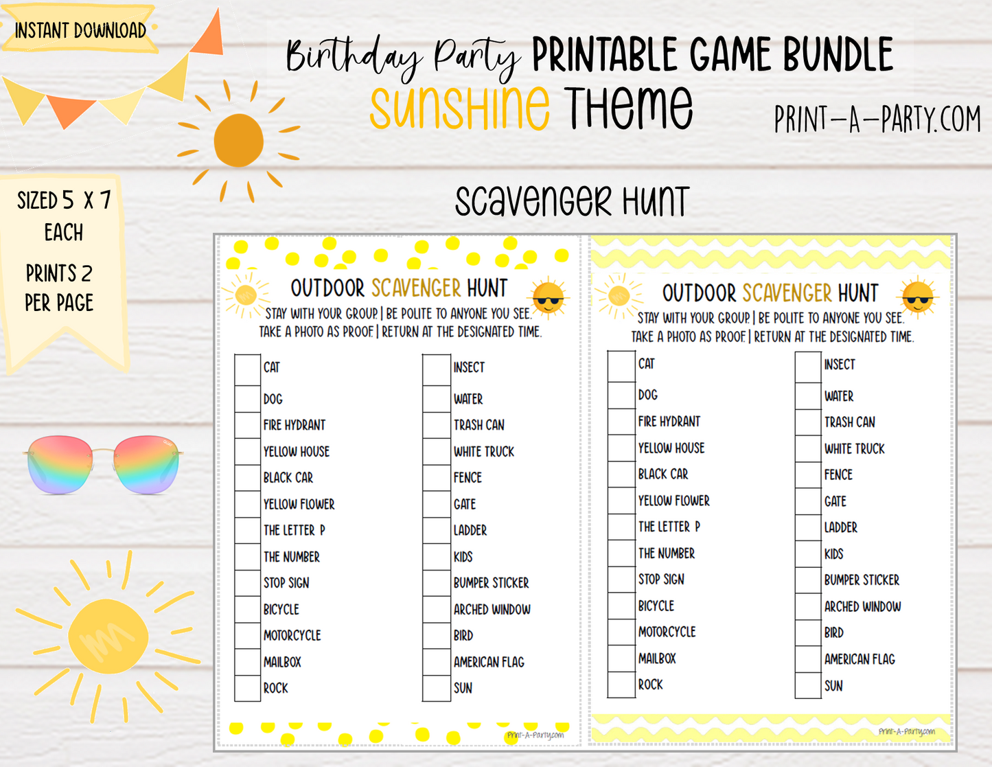 GAMES: SUNSHINE THEME | Birthday Party Games | Sunshine Party | Sunshine Party Ideas | INSTANT DOWNLOAD