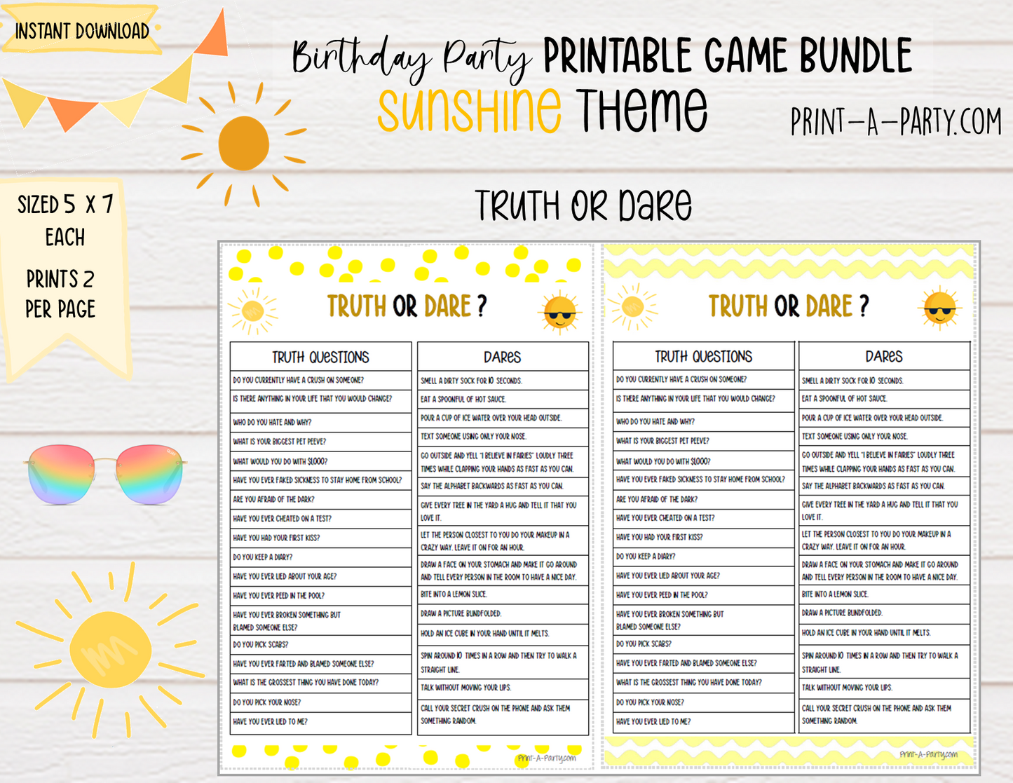 GAMES: SUNSHINE THEME | Birthday Party Games | Sunshine Party | Sunshine Party Ideas | INSTANT DOWNLOAD