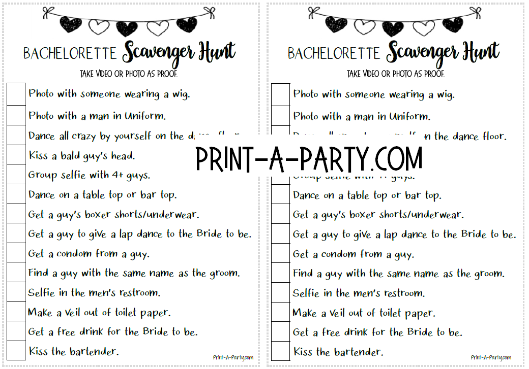 SCAVENGER HUNT GAME Bachelorette Party INSTANT DOWNLOAD