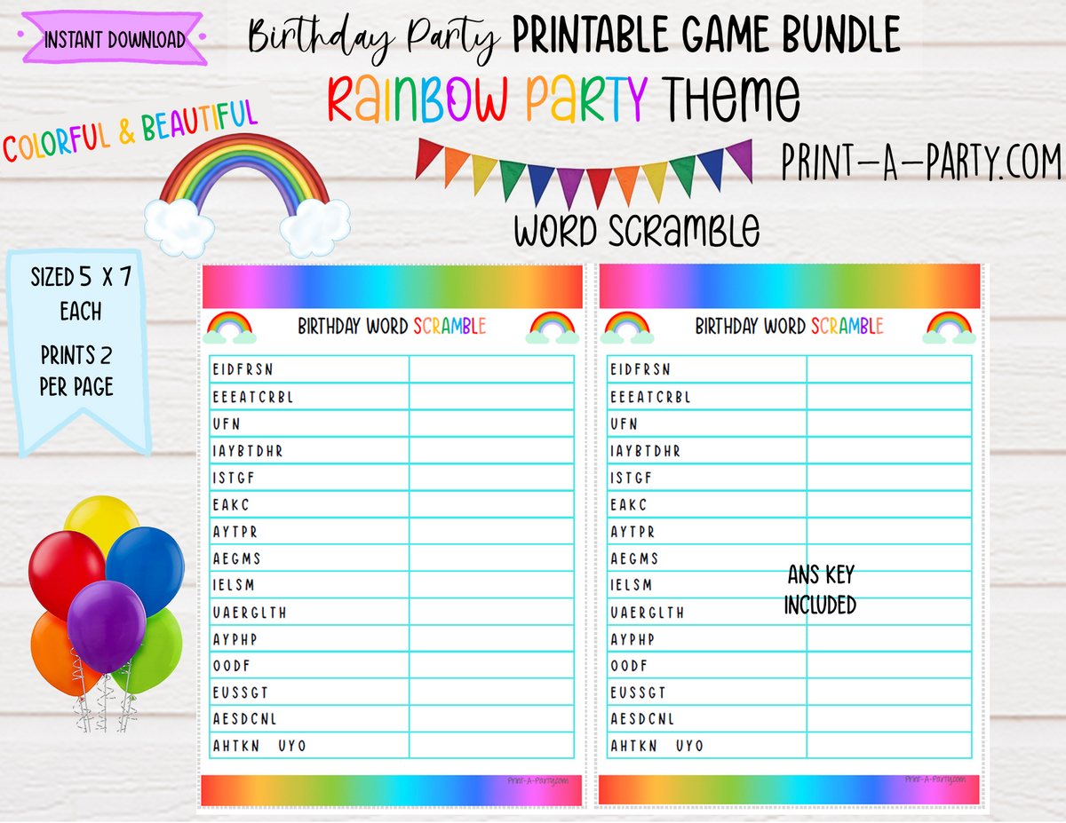rainbow party game ideas