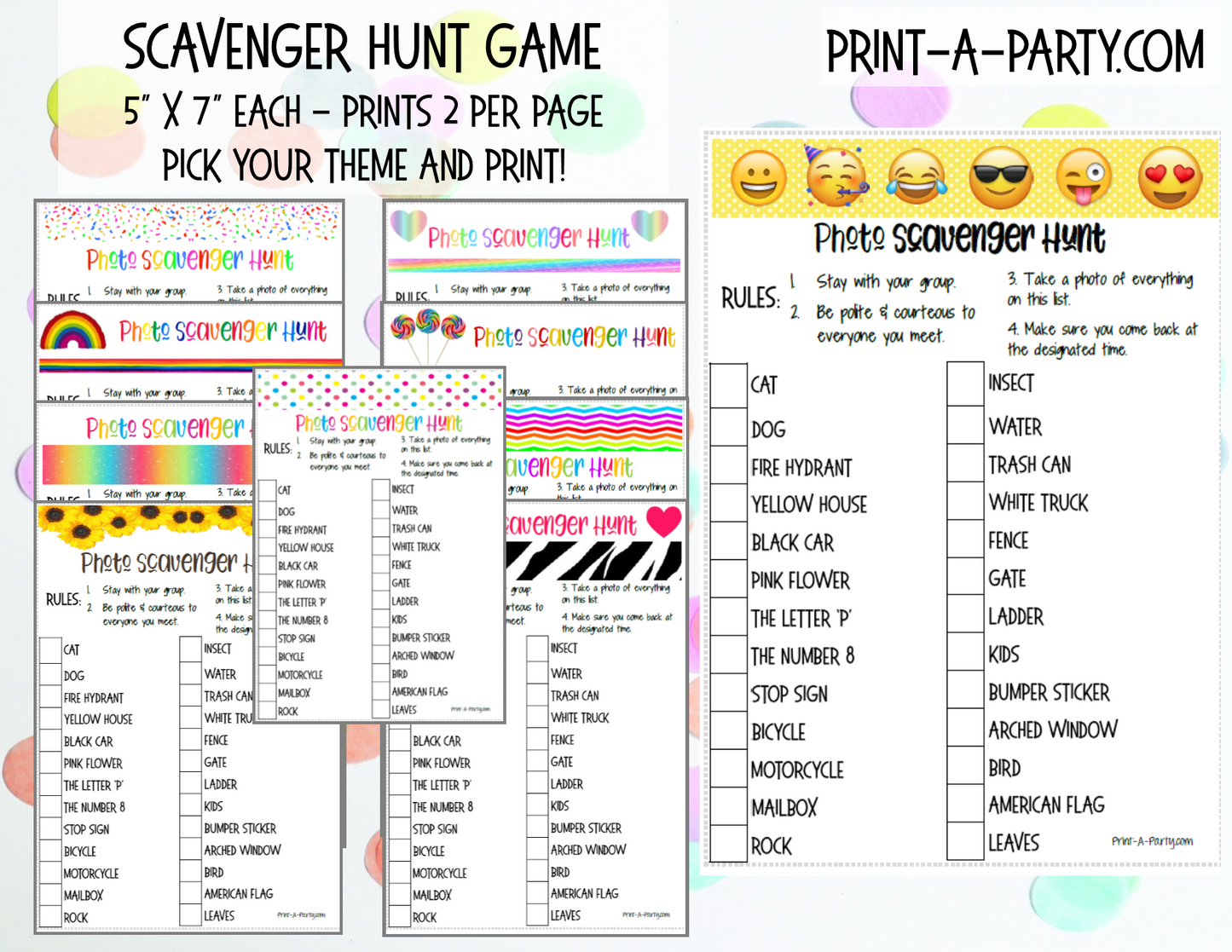 SCAVENGER HUNT GAME - INSTANT DOWNLOAD - Great for Tween/Teen parties