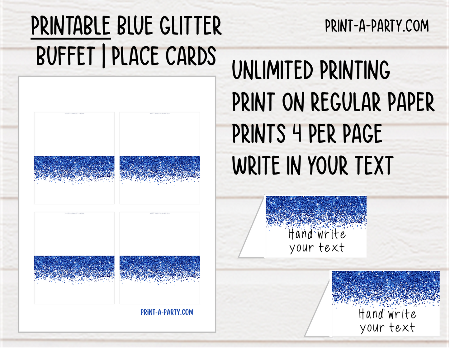 DIY Printable or Editable Buffet Food Label Cards or Seating Place Cards | GLITTER Theme Designs | Place Card Signs | Buffet Labels | Food Labels | Party Labels | Birthdays | Weddings | Showers | Babies
