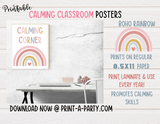 CLASSROOM DECOR | Calm Classroom Posters | Calming Classroom | Calm Down Posters for Daycare | Counselor Office | Psychologist | Boho Rainbow Class Theme
