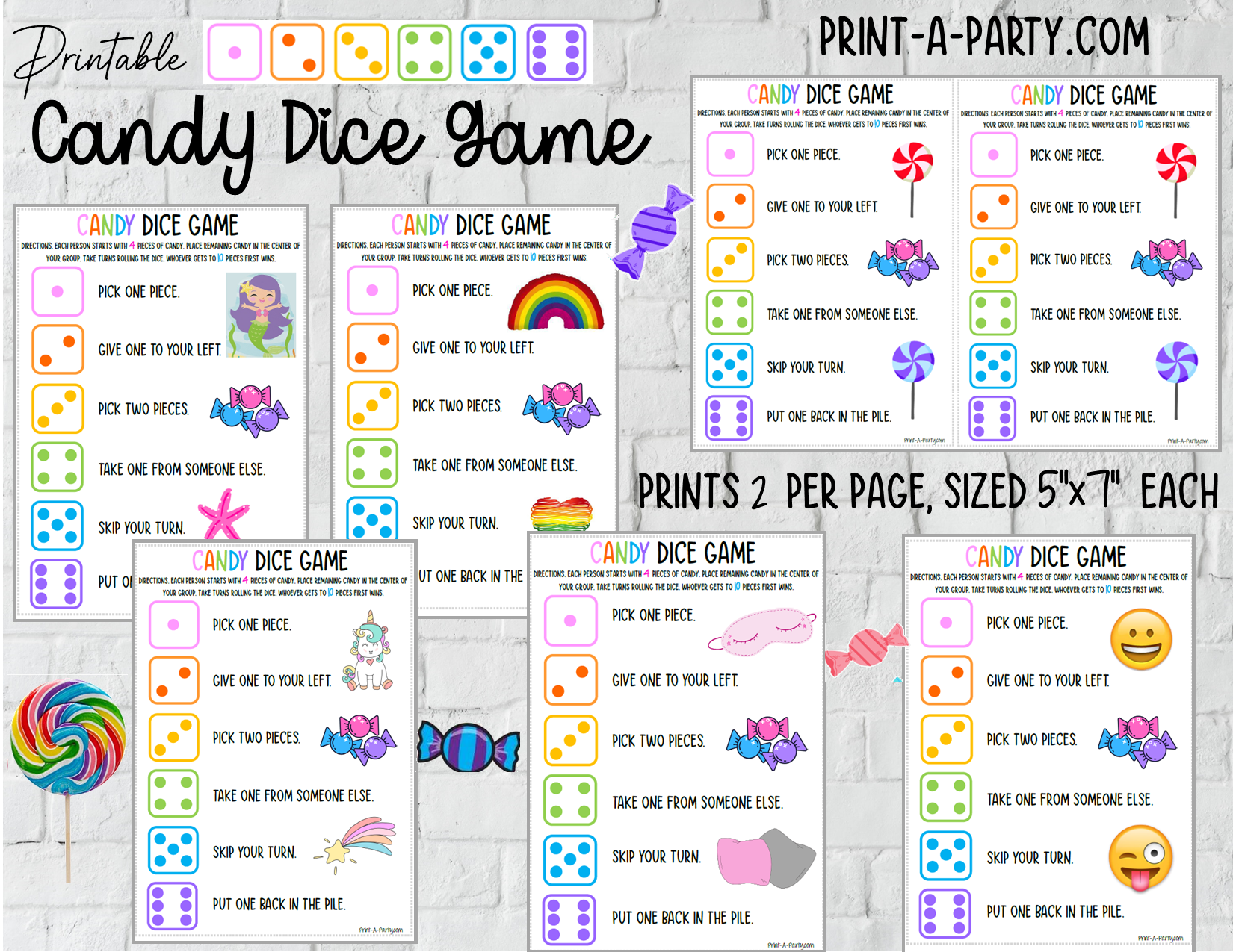 candy-dice-game-birthday-games-fun-activities-sleepover-slumber-printaparty for Candy Dice Game Free Printable CANDY DICE GAME | Birthday Games | Fun Activities | Sleepover Slumber – PrintAParty for Candy Dice Game Free Printable