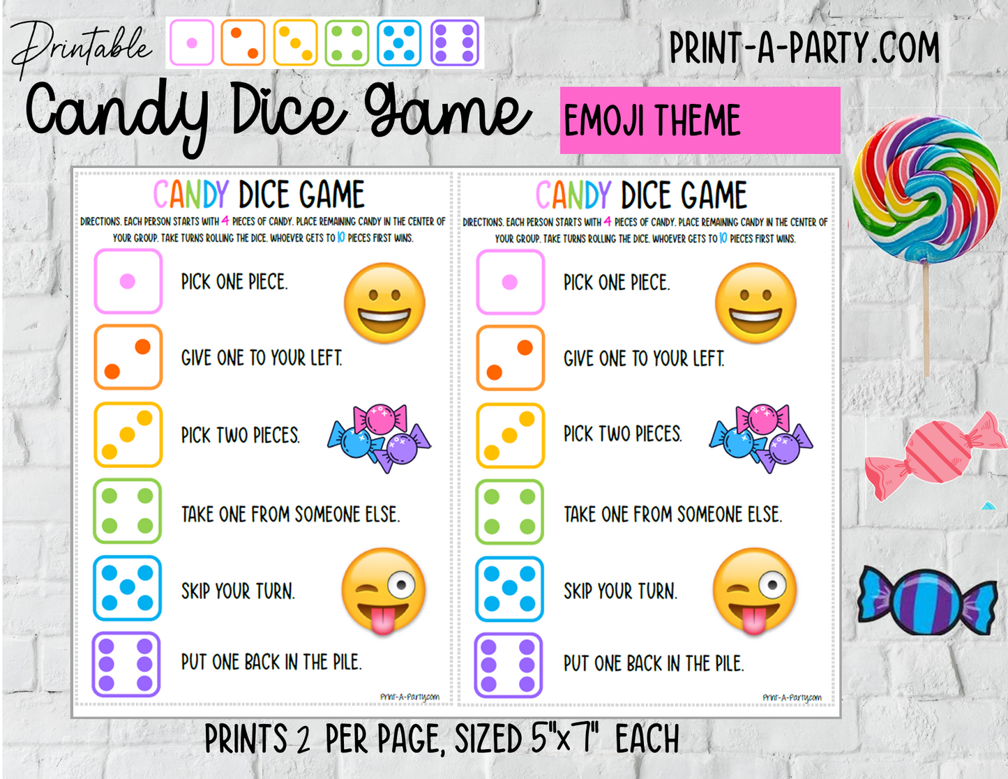 CANDY DICE GAME | Birthday Games | Fun Activities | Sleepover Slumber Party | Party Games | Fun Activity | INSTANT DOWNLOAD