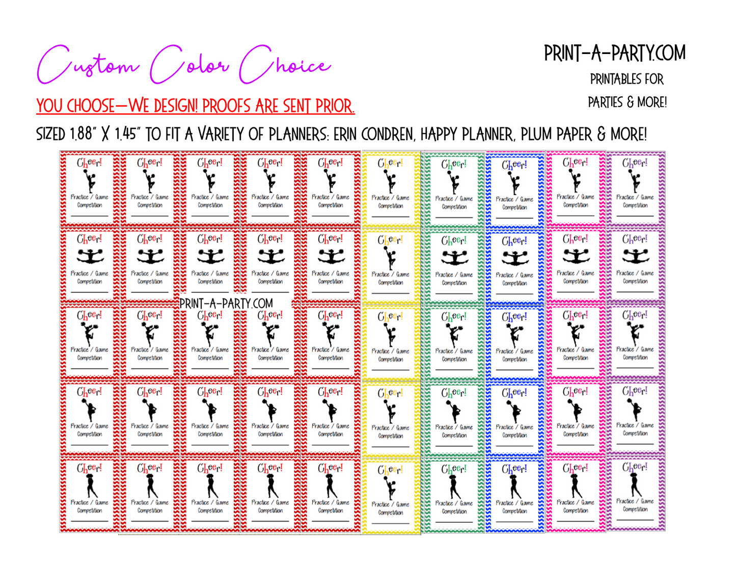 PLANNER STICKERS: Cheerleading | Activity Boxes | Sports | INSTANT DOWNLOAD Fits a variety of planners!