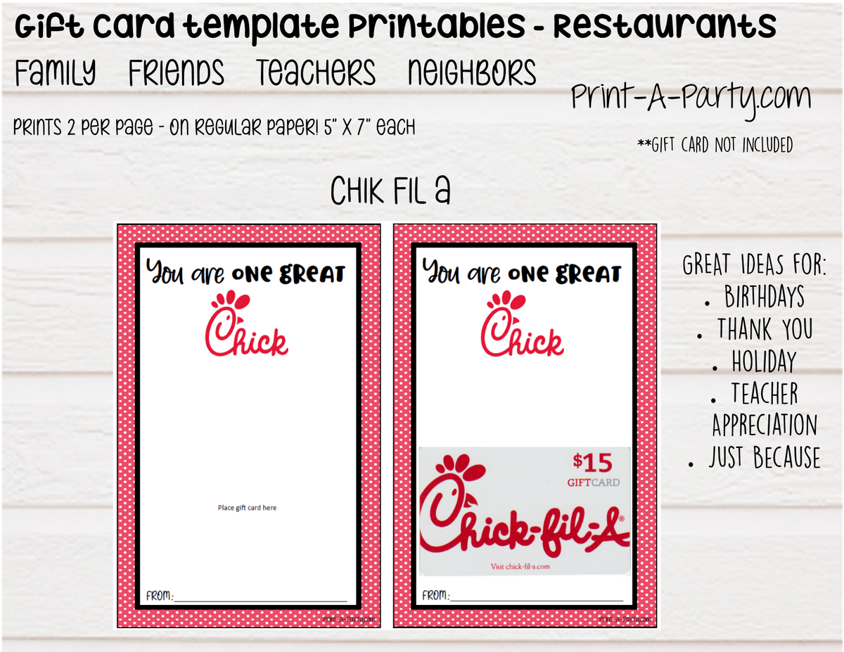 Easy Teacher Gift Idea {Chick-fil-A Gift Card FREE Printable